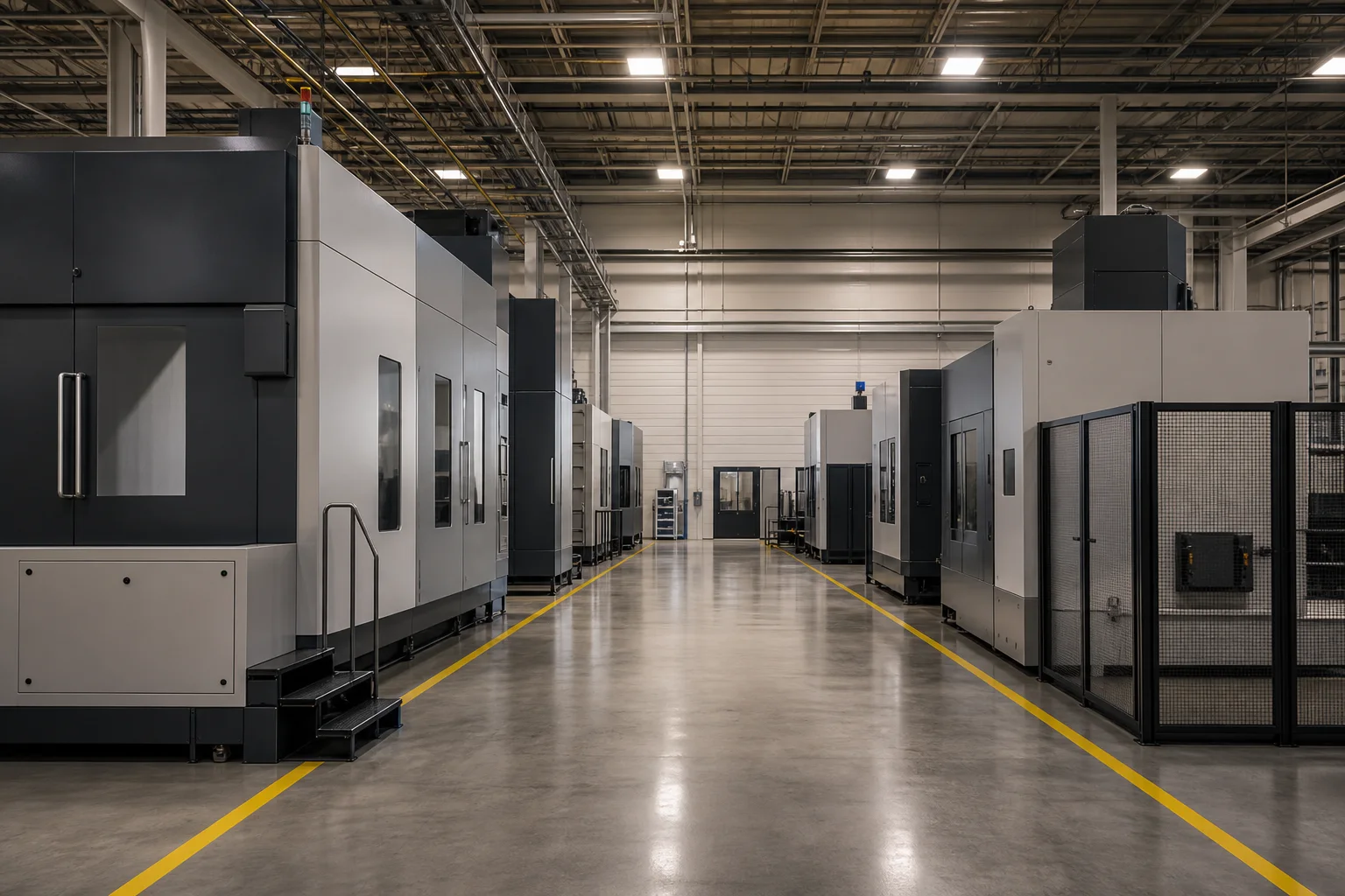 Clean industrial equipment exteriors and accessible surrounding surfaces