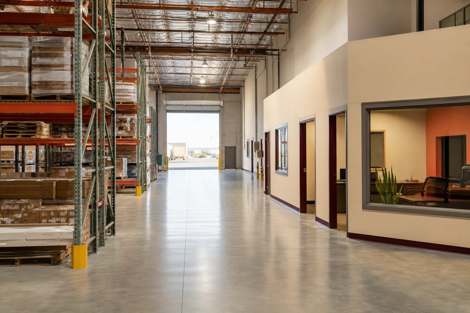 Clean light-industrial facility and warehouse support area